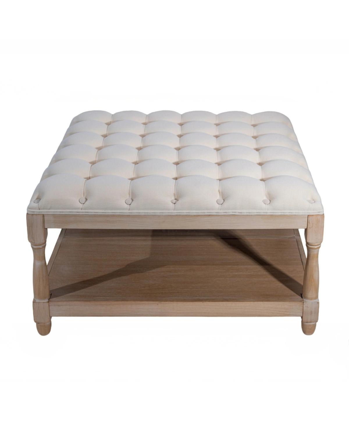 Streamdale Furniture Streamdale Large 33-inch Tufted Linen Storage Ottoman Coffee Table
