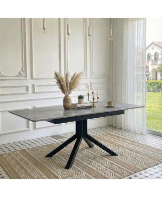 Extendable Dining Table: Modern MDF & Metal, Easy Assembly