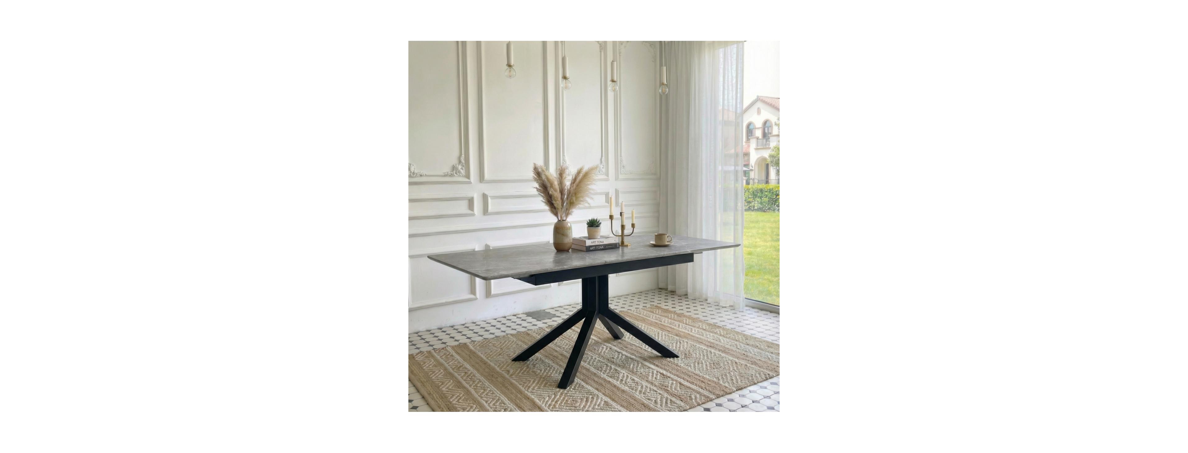 Streamdale Furniture Extendable Dining Table: Modern Mdf & Metal, Easy Assembly