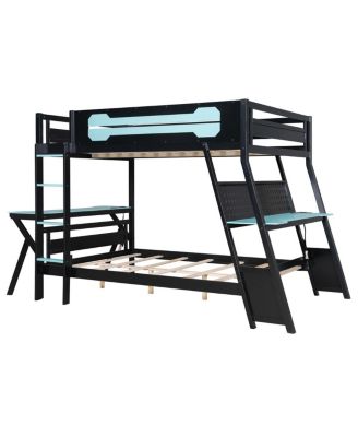 Bunk Bed with Two Gaming Desks & USB Ports