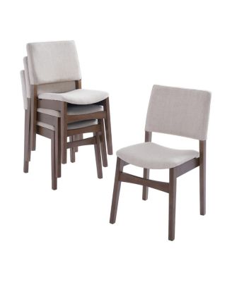 Streamdale 7-Piece Modern Dining Set - Solid Wood Table & Upholstered Chairs, Walnut Finish
