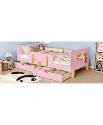 Platform Bed with Storage, Shelf, Hooks, No Box Spring Needed