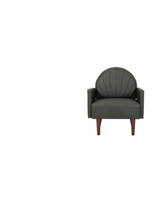 Shell armchair with PU leather and wooden legs