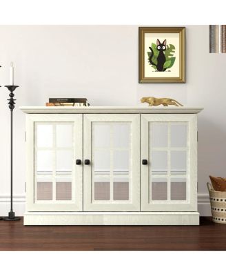 Storage Cabinet with 3 Mirrored Doors & Adjustable Shelves