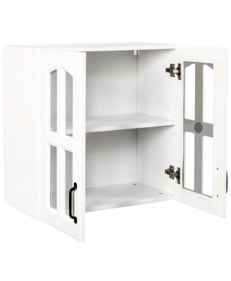Glass Door Wall Cabinet with Adjustable Shelves