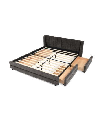 Queen Size Upholstered Bed Frame with Drawer