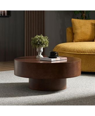 Streamdale Faux Burl Wood Pattern Decal Coffee Table with Pedestal