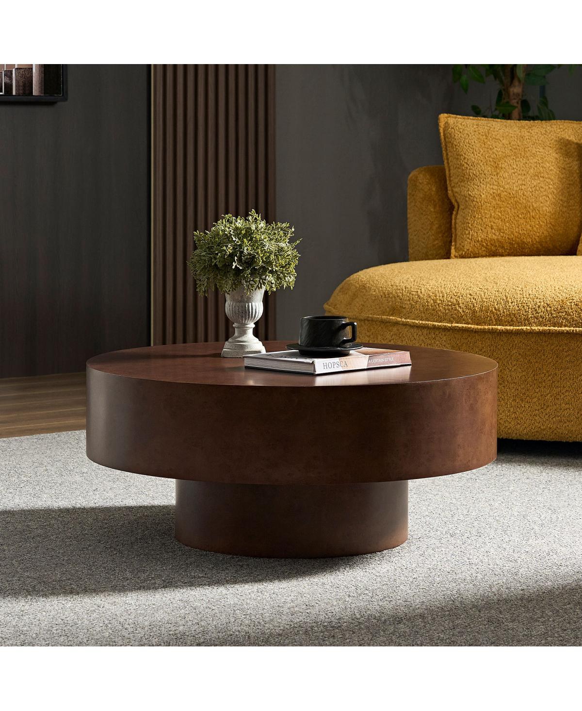 Streamdale Furniture Streamdale Faux Burl Wood Pattern Decal Coffee Table with Pedestal