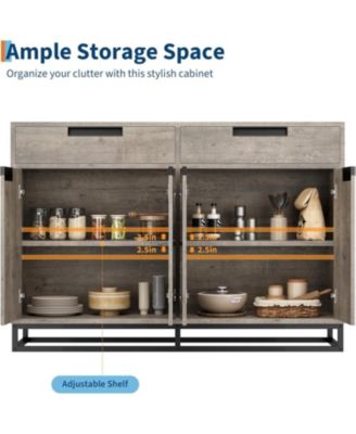 55" Kitchen Buffet Cabinet, Modern Sideboard with 2 Drawers & 4 Doors for Dining Room