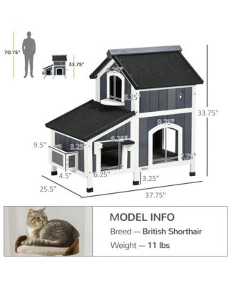 Gray Outdoor Cat House with Multiple Entrances