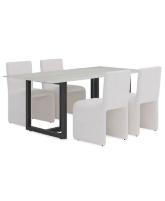 Emila 5-Pc. Dining Set (Rectangular Table & 4 Upholstered Chairs)