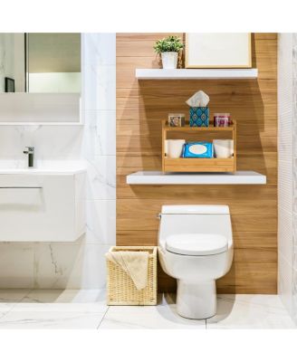 2-Tier Bamboo Counter Organizer with Drawer Bamboo for Vanity, Matcha Station, Bathroom Sink Organizer Countertop, Kitchen & Office Storage