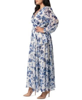 Plus Size Cinched Waist Chiffon Maxi Dress