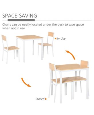 3-Piece Wooden Dining Table Set with 1 Table and 2 Chairs