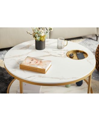 round coffee table with storage, modern design