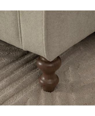  Modern Upholstered Storage Bench with Rolled Armrest, Griege