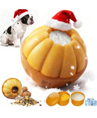 Frozen Treat Dog Puzzle Enrichment Ball - Slow Food Training to Relieve Boredom,Durable Natural Chew Toy for Small Medium