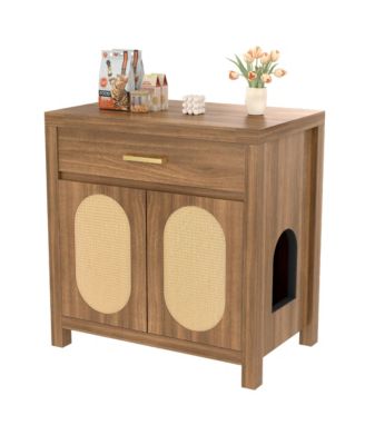 Espresso Hidden Cat Litter Box Enclosure with Storage