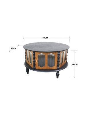 31.5" Round 3-Door Storage Coffee Table