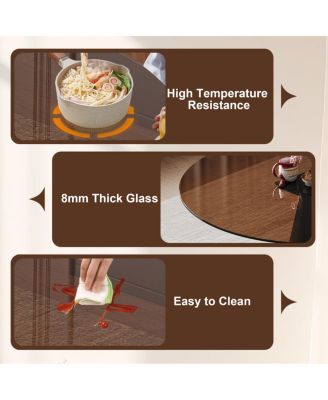  35" Round Glass Dining Table with Carbon Steel Legs (Seats 2-4)