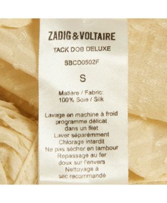 Women's Deluxe Cream Patterned Silk Tack Dob Blouse