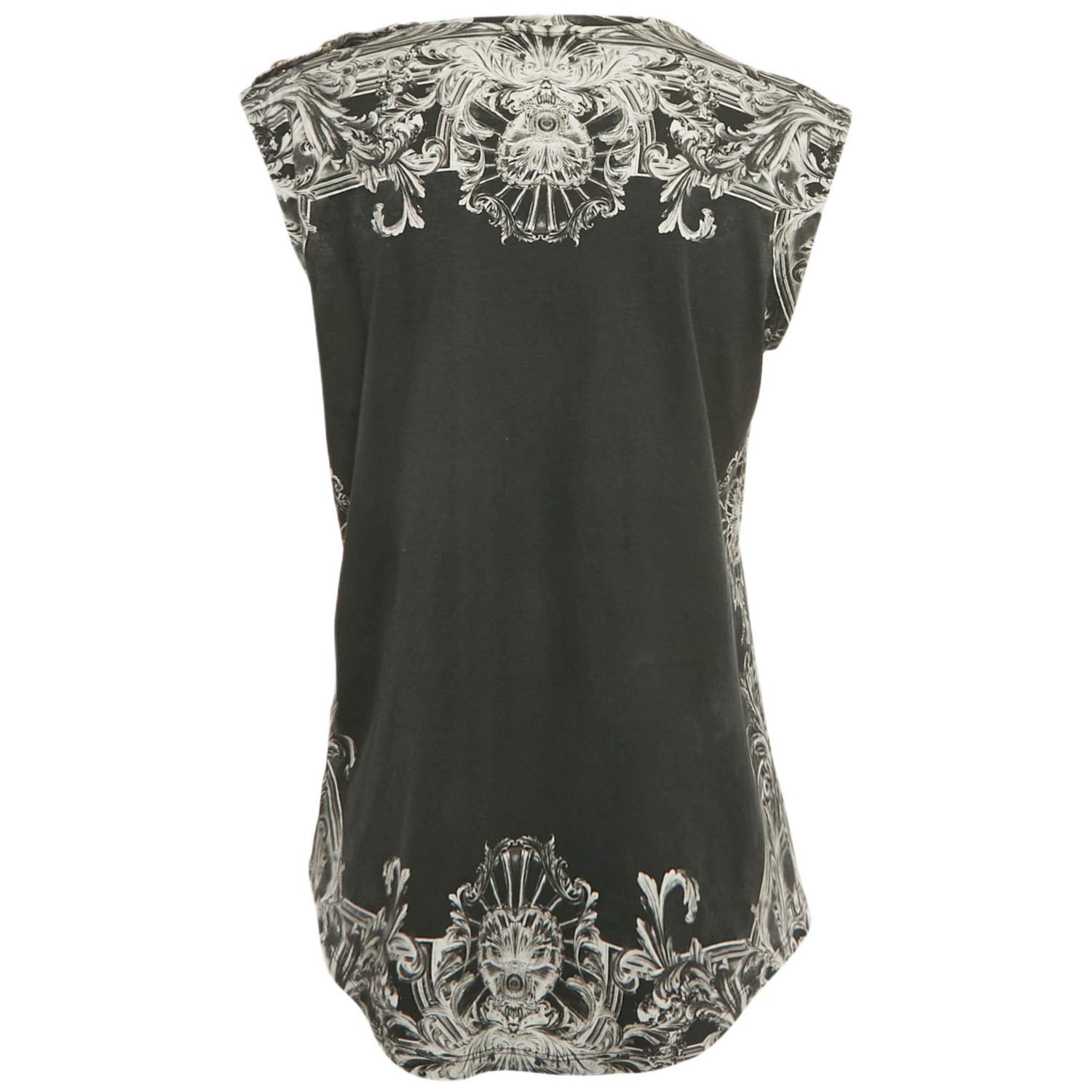 Women's Black Print Cotton Sleeveless Top