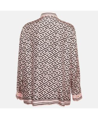 Women's Pink Print Silk Full Sleeve Shirt