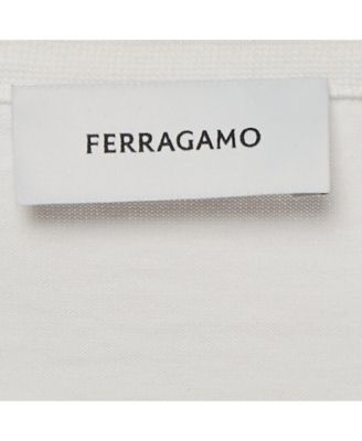 Women's Pre-Owned Ferragamo White Cotton Knit Logo Tab Detail T-Shirt
