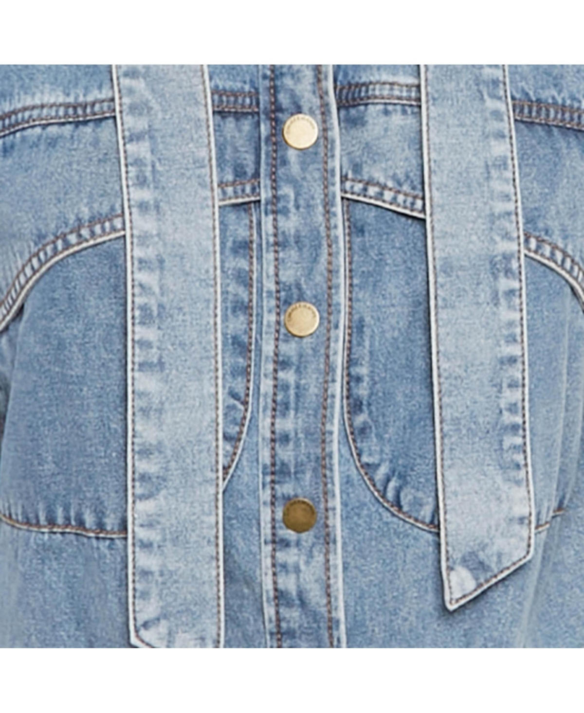 Pre-Owned Zimmermann Women's Blue Denim Neck Tie-Up Blouse