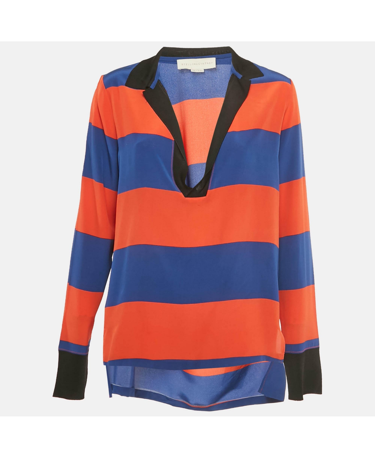 Pre-Owned Stella Mccartney Women's Blue /orange Striped Silk Full Sleeve Top