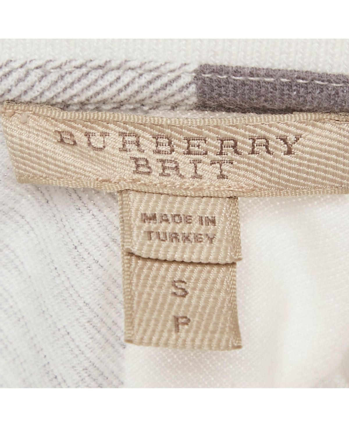 Pre-Owned Burberry Women's Brit White Checked Cotton Polo T-Shirt
