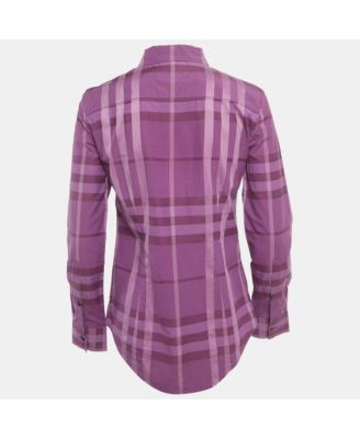 Women's Purple Checks Cotton Long Sleeve
