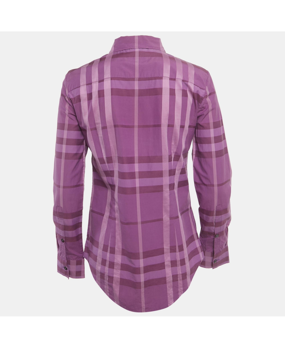 Pre-Owned Burberry Women's Purple Checks Cotton Long Sleeve