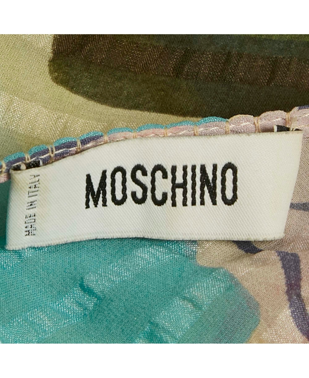 Pre-Owned Moschino Women's Multicolor Printed Silk Ruffe Sleeve Sheer Top