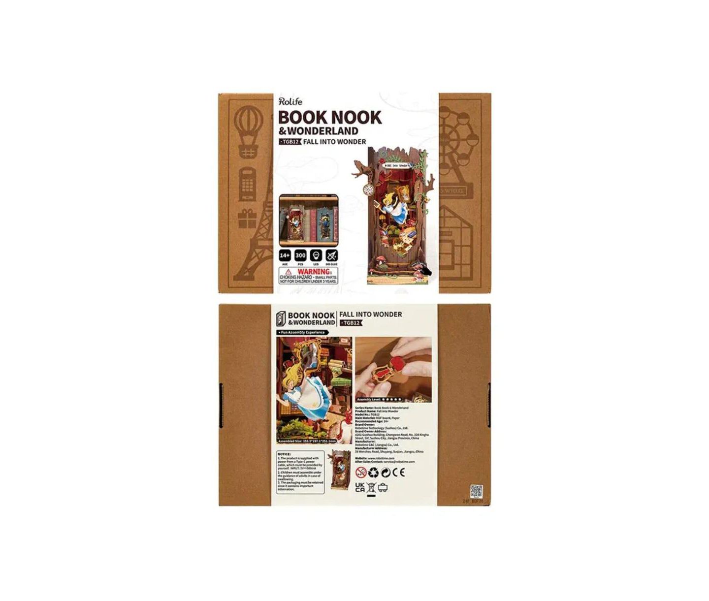 Детские конструкторы Flash Popup Alice in Wonderland Fall into Wonder 300-Piece 3D Wooden Book Nook Kit, Ages 14+ — фото 5