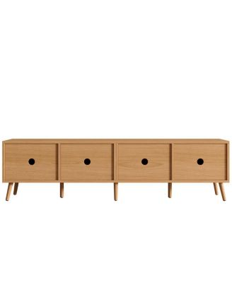 70" Modern TV Stand with Rattan Doors & Storage