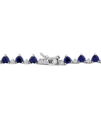 Sapphire (17 ct. t.w.) and White Sapphire (2-1/3 ct. t.w.) Heart Necklace in Sterling Silver