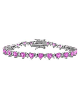 Sapphire (8-1/3 ct. t.w.) and White Sapphire (1 ct. t.w.) Heart Bracelet in Sterling Silver