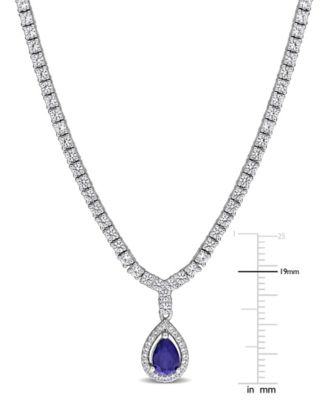Sapphire (1-1/6 ct. t.w.) and White Sapphire (2-7/8 ct. t.w.) Pendant Necklace in Sterling Silver