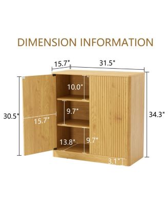  31.5" Modern Wavy Sideboard Cabinet with Curved Design, 2 Doors.