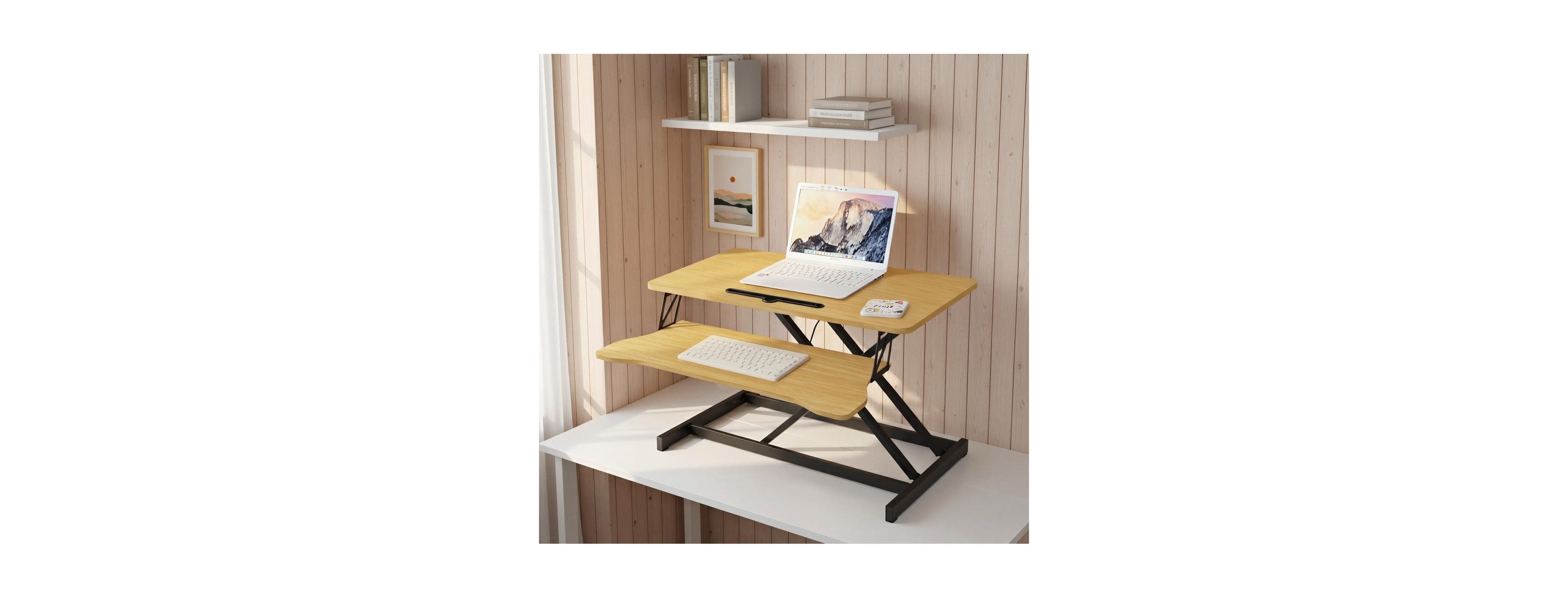 Streamdale Furniture 32" Height Adjustable Sit-Stand Desk Converter for Dual Monitors & Laptop