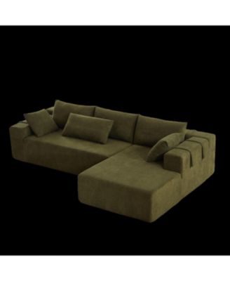 Right Chaise 108 Inch Modular L shaped Chenille Sectional Sofa Set with 6 Pillows