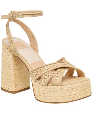 Women's Danila Two-Piece Block Heel Raffia Dress Sandals