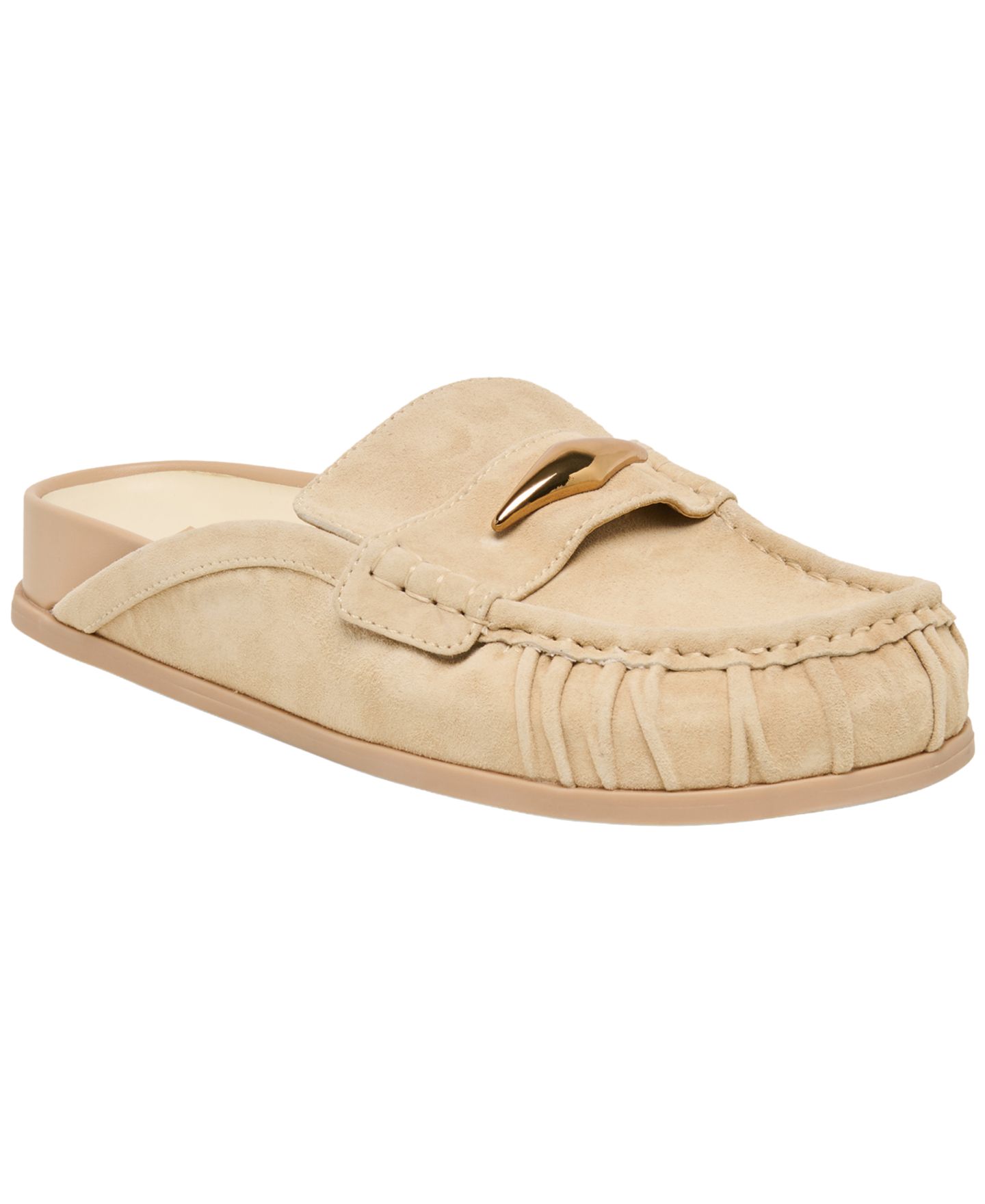 Женские сабо Dolce Vita Jordero Buckle Tailored Flat Mules, цвет: Миндальный замшевый — фото 1