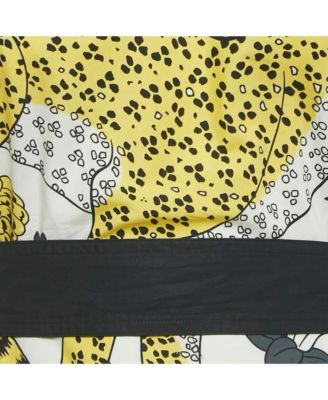 Women's White/yellow Leopard Print Cotton Halter Neck Scarf Top