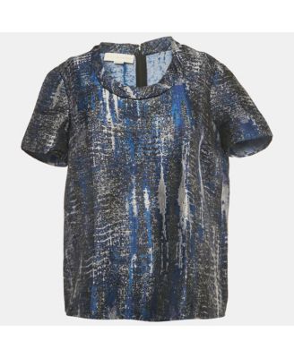 Women's Blue Jacquard Blouse