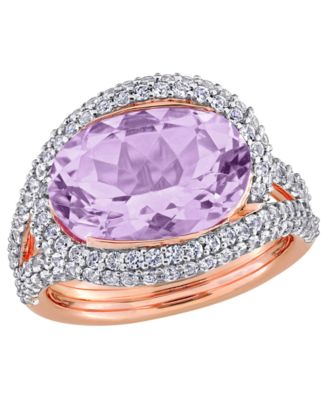 Pink Amethyst (5-3/8 ct. t.w.) and White Sapphire (1-1/2 ct. t.w.) Swirl Ring in 18k Rose Gold Flash Plated Sterling Silver