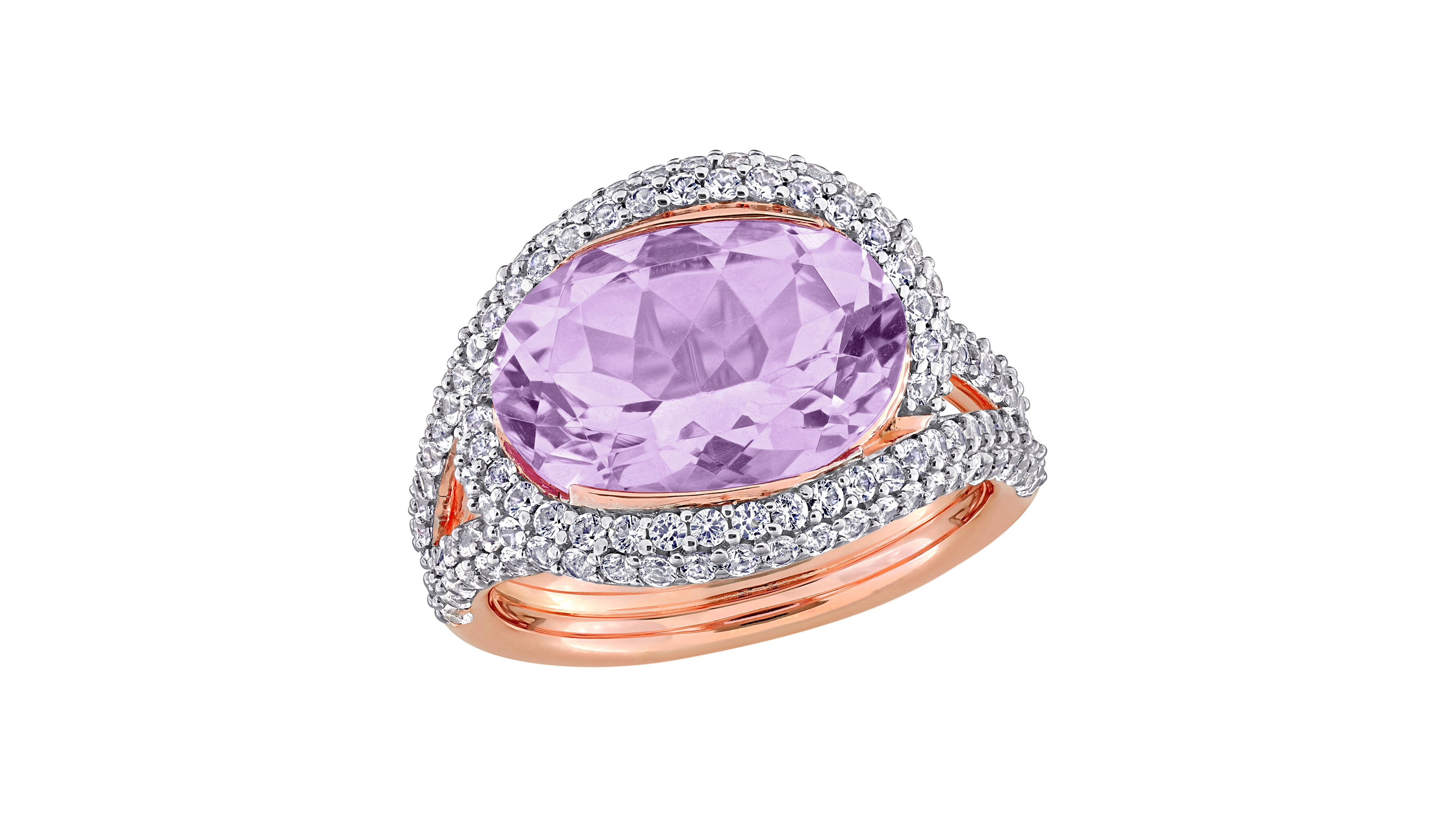 Macy's Pink Amethyst (5-3/8 ct. t.w.) and White Sapphire (1-1/2 Swirl Ring 18k Rose Gold Flash Plated Sterling Silver