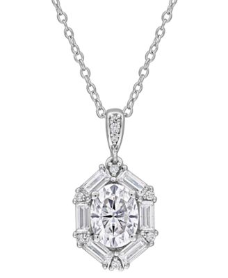 Moissanite (2-1/5 ct. t.w.) Cluster Pendant Necklace in Sterling Silver