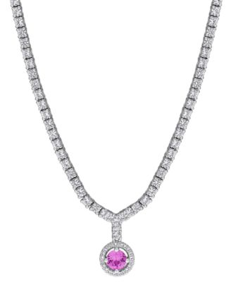 Sapphire (1/2 ct. t.w.) and White Sapphire (2-7/8 ct. t.w.) Necklace in Sterling Silver